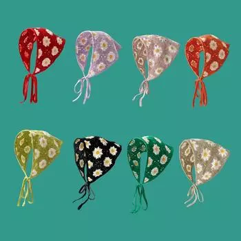 Винтажная повязка на голову женская повязка на голову вязаный вручную треугольный шарф темно-зеленого