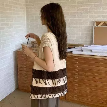 Винтажная вязаная сумка плетеная сумка с бахромой модная женская сумка через плечо Superior Sense сумка сумка для покупок чёрный