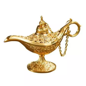 Vintage Lamp Tea Pot Zinc Alloy Office Home Desktop Decor Collection Craft decorative золотистый