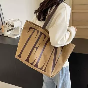 Vintage Large Capacity Canvas Bag for Work Commuting, Simple Shoulder Bag, Versatile Casual, College Student Class Tote Bag