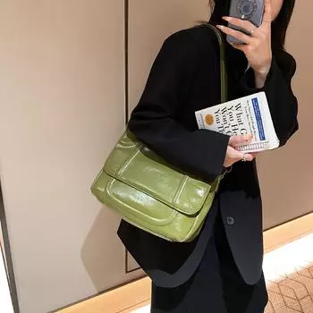 Винтажная сумка через плечо из кожи с масляной восковой пропиткой большой вместимости, высококачественная красная студенческая сумка-мессенджер для, женская новая простая сумка под мышкой (30cm<Max Length<50cm)