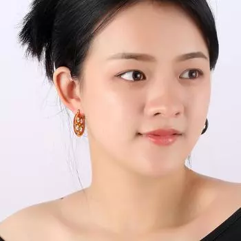 Vintage light luxury haute couture contrasting color outer ring advanced sense ear buckle s925 silver needle design sense earrings fashion