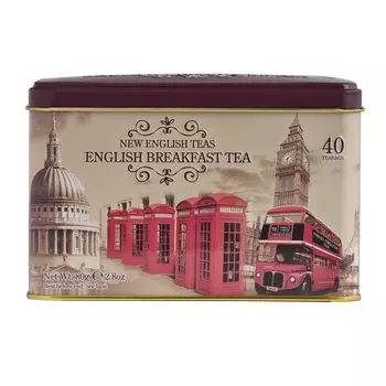 Vintage London English Breakfast Tea Can with 40 Tea Bags