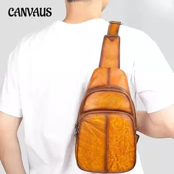 Винтажная мужская сумка через плечо из коровьей кожи с накладным ремнем, большая вместимость, кожаная сумка через плечо, ретро-сумка для отдыха из натуральной кожи коричневый