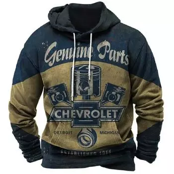 Винтажная мужская толстовка с капюшоном с графическим принтом для гонок, модная толстовка с капюшоном, осенняя свободная одежда, повседневный уличный свитер с длинным рукавом S