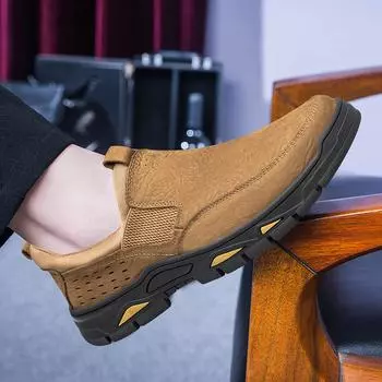 Винтажная мужская обувь, лоферы из натуральной кожи, с круглым носком, роскошные дизайнерские мокасины, мужская обувь ручной работы, слипоны, уличная обувь для хайкинга 39