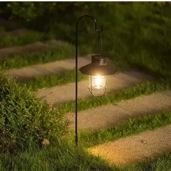 Vintage Metal Solar Lantern Lamp Outdoor Hanging Tent Lamp Waterproof Solar Lights with Tungsten Bulb for Garden Decoration 2025 чёрный
