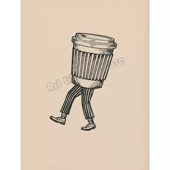 Vintage Minimalist Coffee Definition Coffee Cup Abstract Line Nordic Poster Canvas Painting Wall Art Pictures Home Kitchen Decor 21cm30cm NoFrame