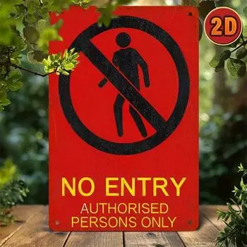 Vintage No Entry Authorized Personnel Only Sign Durable Metal Wall Mount Decorative Plaque for Home Bar Garden Cafe Restaurant 20x30cm белый