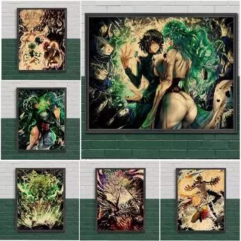 Vintage One Punch Man Anime Wall Art Psykos Tatsumaki Canvas Painting Poster Unique Home Decor for Anime Fans 21cm30cm NoFrame