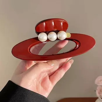 Vintage Oval Pearl Hair Claw Clip For Women Elegant Large Shark Clip Hair Crab Hair Clip Headdress Hair Accessories