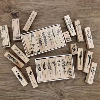 Vintage Plants in A Bottle Decoration Stamp Wooden Rubber Stamps Set for Scrapbooking Stationery DIY Craft Journal Stamp