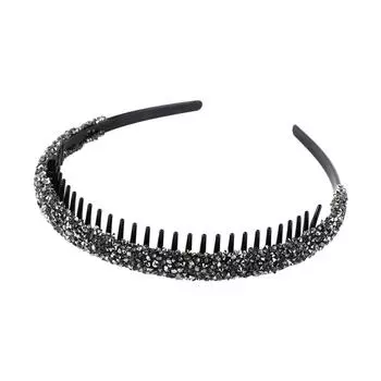 Vintage Plastic Rhinestone Headband with Toothed Make Up Hairband Face Wash Korean Style Diamond Hair Hoop Male