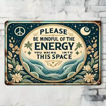 Vintage Please Bring Energy to This Space Sign (7.9 x 11.9 ) - Perfect for home, cafe, bar, garage and outdoor decoration чёрный