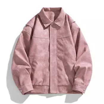 Vintage Pu Leather Jacket Men s High Street Loose Lapel Jacket Trendy Spring and Autumn High Street Casual Coat Shirt M