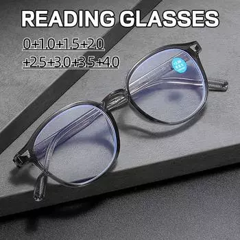 Винтажные очки для чтения для женщин, анти-синий свет, пресбиопия, очки высокой четкости, унисекс, прозрачная оправа, до +4,0 0