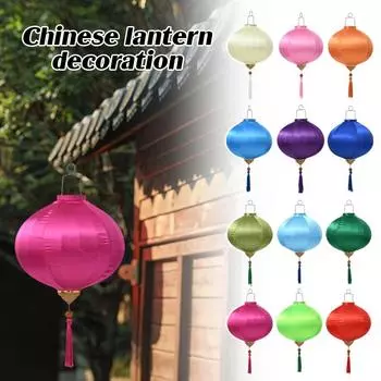 Vintage Satin Silk Lanterns With Tassel Outdoor Ancient Style Palace Lantern Restaurant Tea Room Mid Autumn Festival Party Decor 12 inch
