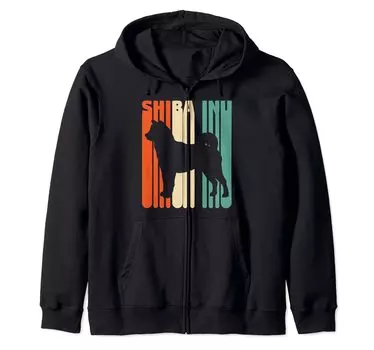 Vintage Shiba Inu Lover Gift Dog Owner Retro Shiba Inu Zip Hoodie чёрный