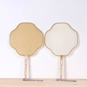 Vintage Silk Blank Hand Fan Long Handle Antique Fan Banana Fan Retro Blank Silk Fan Dance beige-Style A