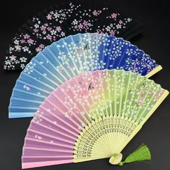 Винтажный шелковый складной веер ретро китайский японский бамбуковый складной веер танцевальный ручной веер украшение для дома украшения ремесло подарок веер 21cm
