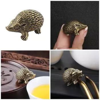 Vintage Solid Brass Hedgehog Figurine Antique Animal Miniature Sculpture for Home Decors and Office Desk Ornament Gift