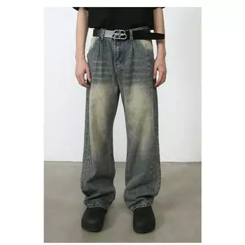 Vintage Straight Jeans Men s High-order Loose Wide-legged Pants Trailing Long Pants Straight Loose Jeans for Men Fashionable and Comfortable Pants S