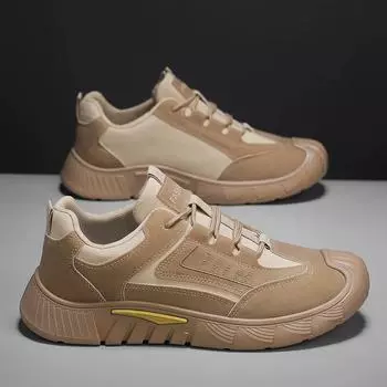 Vintage Style Casual Shoes Men Comfortable Designer Male Leisure Beige Flats Sneakers Fabric Air Mesh Spring Tooling Board Shoes 39 коричневый