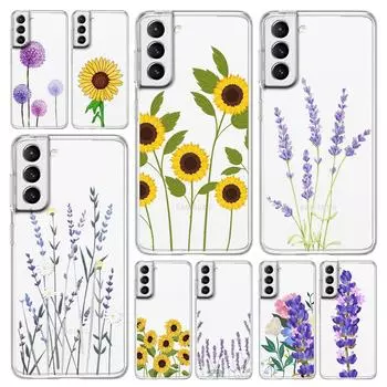 Vintage Sunflower Lavender Leaves Flower Phone Case For Samsung Galaxy S23 S22 Ultra S20 S21 FE 5G S10 S10E S9 S8 Plus 4G Cover Samsung S23