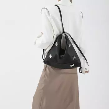 Vintage tote bag women s 2024 new trendy fashion underarm bag niche texture butterfly decorative shoulder bag trendy чёрный