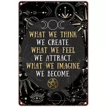 Vintage Wicca Pagan Aluminum Sign - Perfect for Home, Bar, Cafe & Garage Wall Decor, 8 x12 чёрный