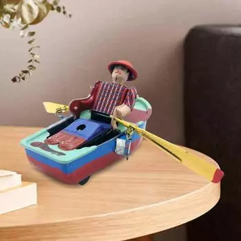 Винтажная заводная игрушка-лодка, ностальгическая весенняя заводная гребная лодка, коллекционная фигурка, настольное украшение, украшение для малышей, мальчиков и девочек, подарок разноцветный