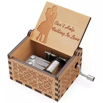 Vintage Wooden Engraving Hand-Cranked Music Box Can t Help Falling in Love Girlfriend Birthday Presents Valentines Day Gift