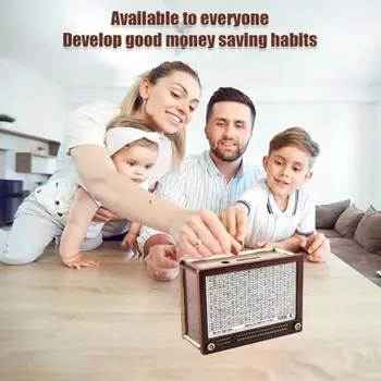 Vintage Wooden Piggy Banks Large Capacity Money Goal with Counter Wipable Save-money Money Box Ornament Home Decoration коричневый