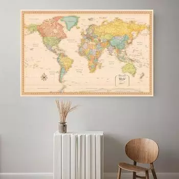 Vintage World Map,Polyester,Wall Hanging,Indoor Outdoor,Educational Decor,Wall Art,Travel Tools 18*29inch/45.72*73.66cm