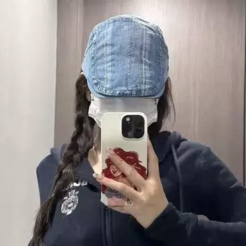 Vintage yuppie striped newsboy hat Japanese vintage forward hat reverse beret cowboy cap spring summer M56-58cm