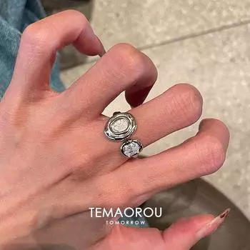 Vintager Middle Ancient Silver Antique Coin Ring Female Vintage Index Finger Ring Accessible Luxury Fancy Unique Ring Ornament Silver Coin Ancient Ring Single/Open
