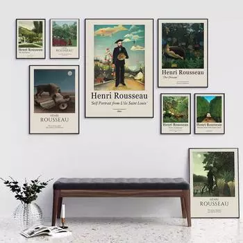 Винтаж Анри Руссо Джунгли Экзотический Лес Плакат Музейная Выставка Декоративные Картины Холст Настенное Искусство Картина Комната Домашний Декор 21x30cm No Framed