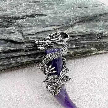 Винтаж Дракон Натуральные драгоценные камни Лазурит Кристалл Кварц Большой Рог Ожерелье Подвеска Для DIY Изготовления Ювелирных Изделий