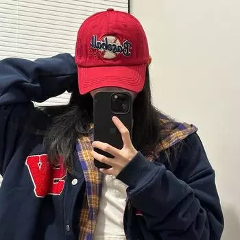 Винтаж Интернет знаменитости детки бейсболка дети стирка прилив бренд большой окружность головы весна и лето шоу лицо маленькая кепка Adjustable (56-60cm) HY-baseball cap чёрный
