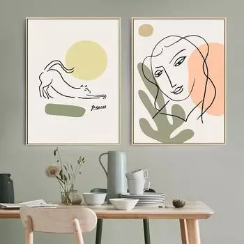 Винтаж Пикассо Матисс Абстрактные Женщины Лицо Линия Искусство Плакаты Скандинавские Руки В Руку Декоративные Картины Холст Настенное Искусство Домашний Декор 21x30cm No Framed