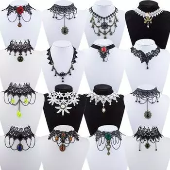 Готичный женский кружевной чокер в винтажном стиле. Ручная работа