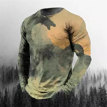 Винтажная 3D-принтовая мужская футболка с круглым вырезом и принтом Genie Ghost, повседневная футболка с длинным рукавом, свободный свитер, модная мужская одежда S