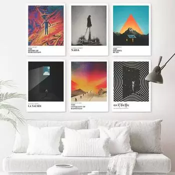 Винтажная абстрактная фигура, космическая картина маслом, холст, живопись, ретро постеры и принты, настенные художественные картины для гостиной, домашний декор 21cm30cm NoFrame