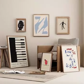 Винтажная абстрактная французская выставка красочная иллюстрация минималистичная настенная живопись на холсте печать плакатов картина Декор в спальню 21x30cm No Framed