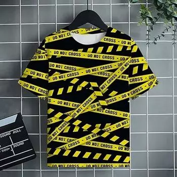 Винтажная абстрактная графическая буква 3D принт футболка повседневная мужская футболка с коротким рукавом модные топы S жёлтый