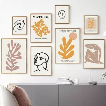 Винтажная абстрактная линия Матисса, фигурка лица, настенная живопись на холсте, постеры на скандинавскую тему и принты, настенные панно для декора гостиной 21cm30cm NoFrame