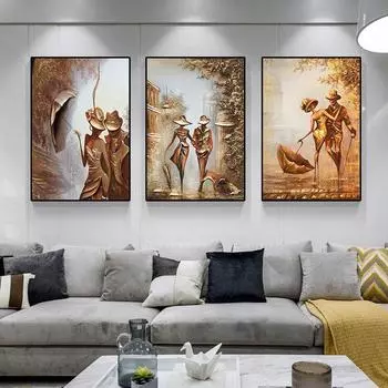 Винтажная абстрактная живопись Романтическая пара Семейное украшение Настенная картина маслом Настенная картина Куадрос Фон Украшение стены 20x30cm