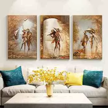 Винтажная абстрактная живопись Романтическая пара Семейное украшение Настенная картина маслом Настенная картина Куадрос Фон Украшение стены 20*30cm