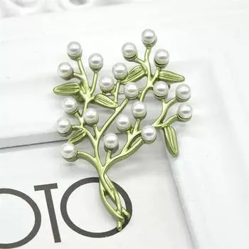 Винтажная элегантная брошь «Дерево удачи» зеленое дерево желаний жемчужная булавка брошь персонализированные аксессуары зелёный