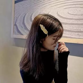 Винтажная элегантная заколка для волос сбоку, заколка в форме листа в форме пера, металлические заколки для волос для женщин и девочек, зажим в виде утконоса, головные уборы, аксессуары для волос